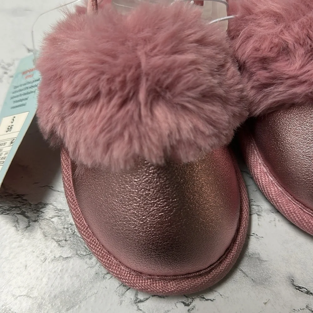 Cat & Jack Toddler Pink/Lily Metallic Scuff Slipper Size S(5/6)